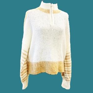 French Connection Wool Blend Zip Pullover Sweater Size Large